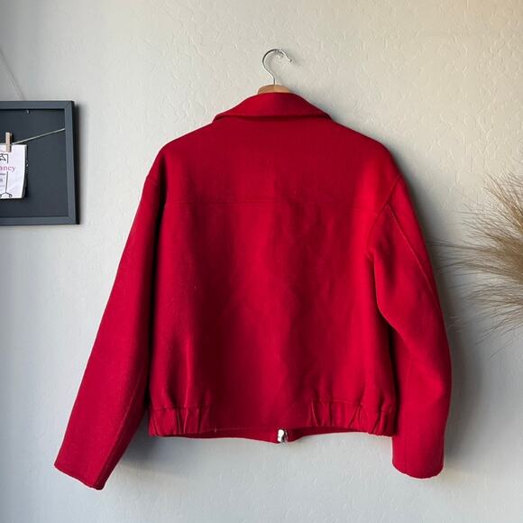 Madewell Red Collared Wool Zip Front Double-Faced Rounded-Sleeve Jacket Size XS - Picture 7 of 9